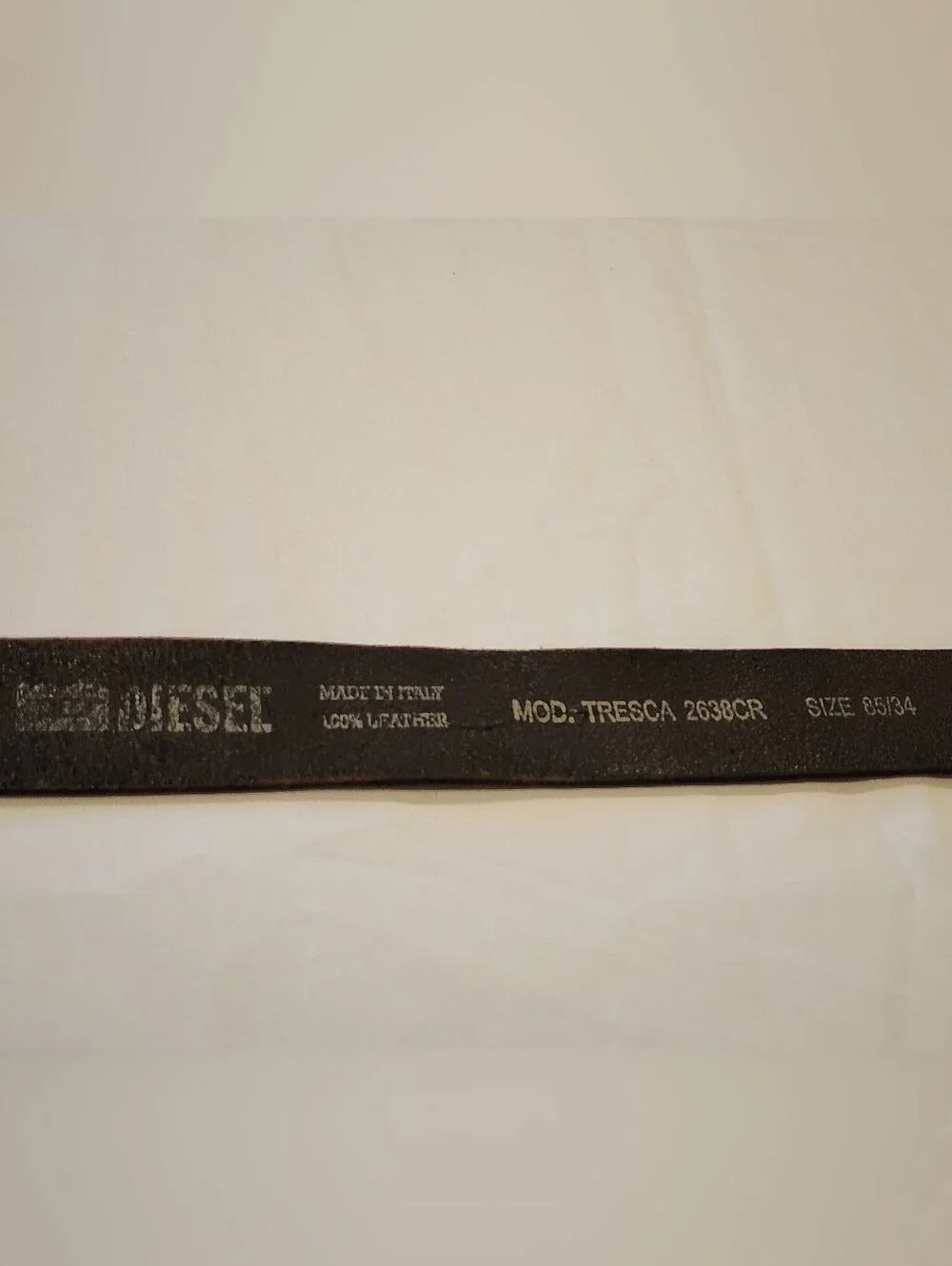 Diesel Men's Black Leather Belt with Brushed Metal Buckle